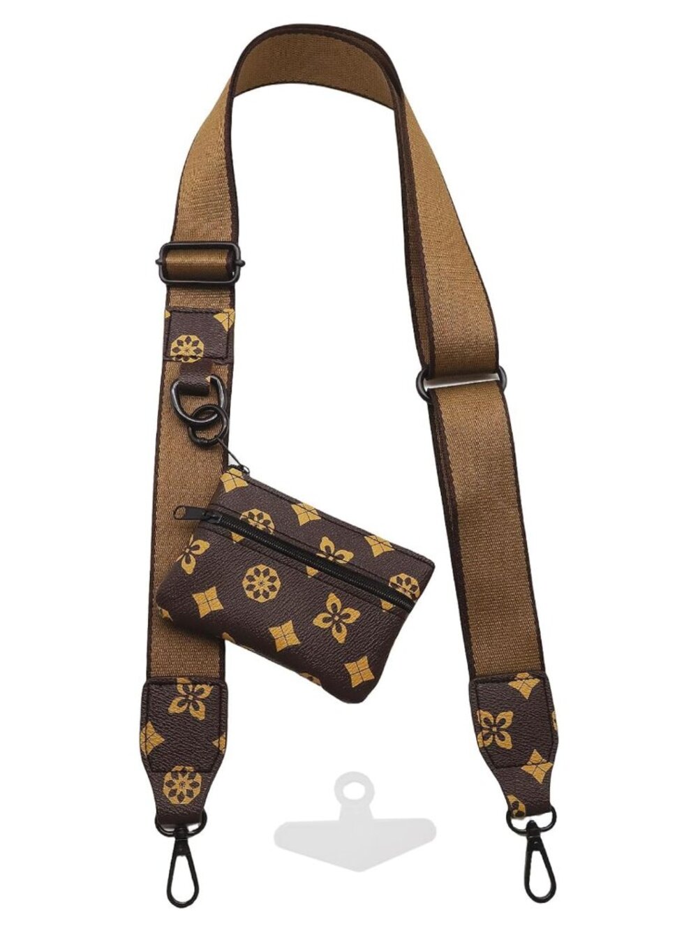 Crossbody Phone Lanyard with Zippered Pouch, Adjustable Strap, Fabric, Women's